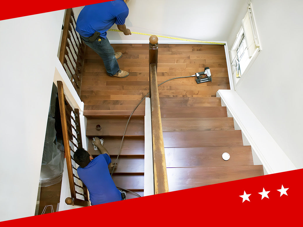 repairing hardwood flooring on landing