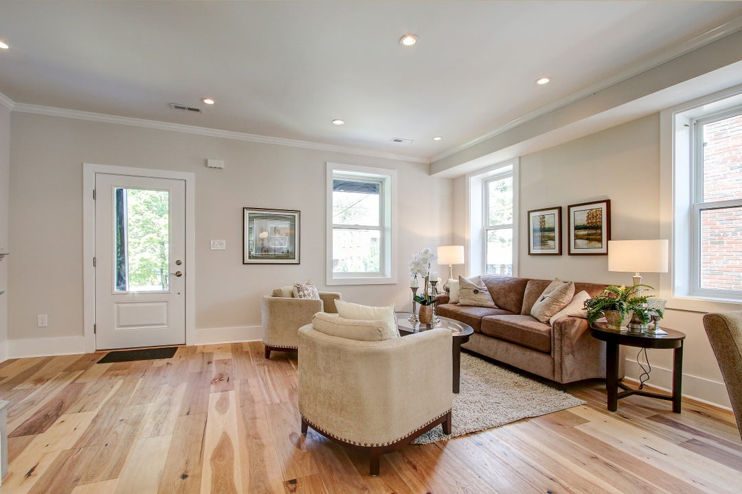 light colored flooring in living room
