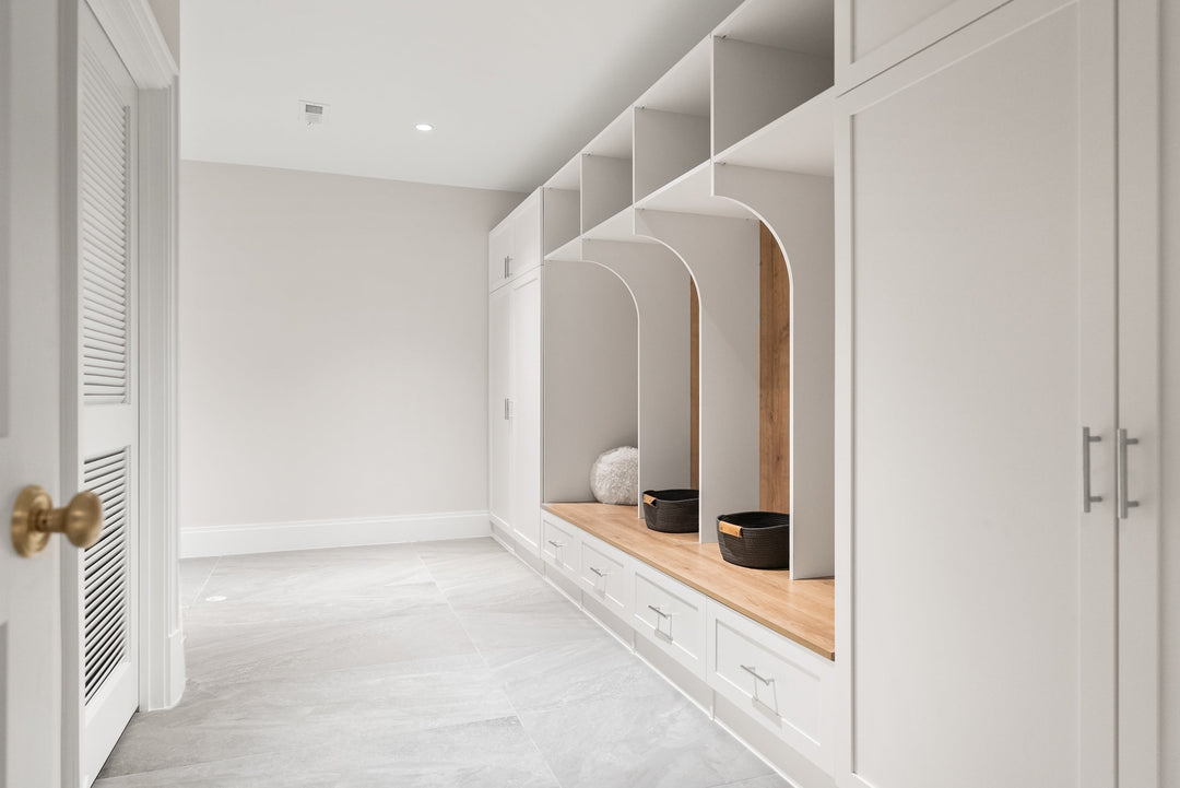 newly installed flooring in mudroom